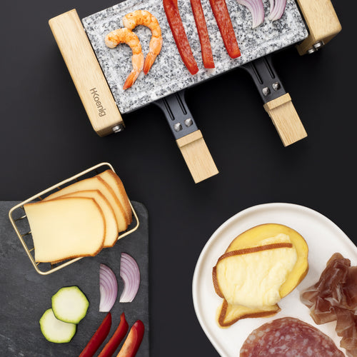 Raclette Et Pierre À Cuire 2 Personnes Design Bois - Bois