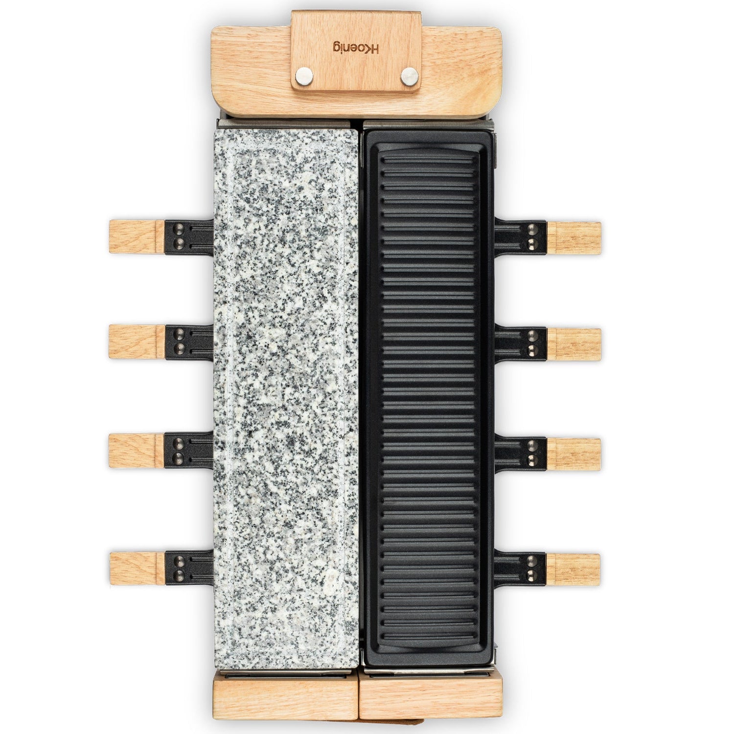 Raclette + Cooking Stone & Grill - 180° Base - 8 People - Wood Design