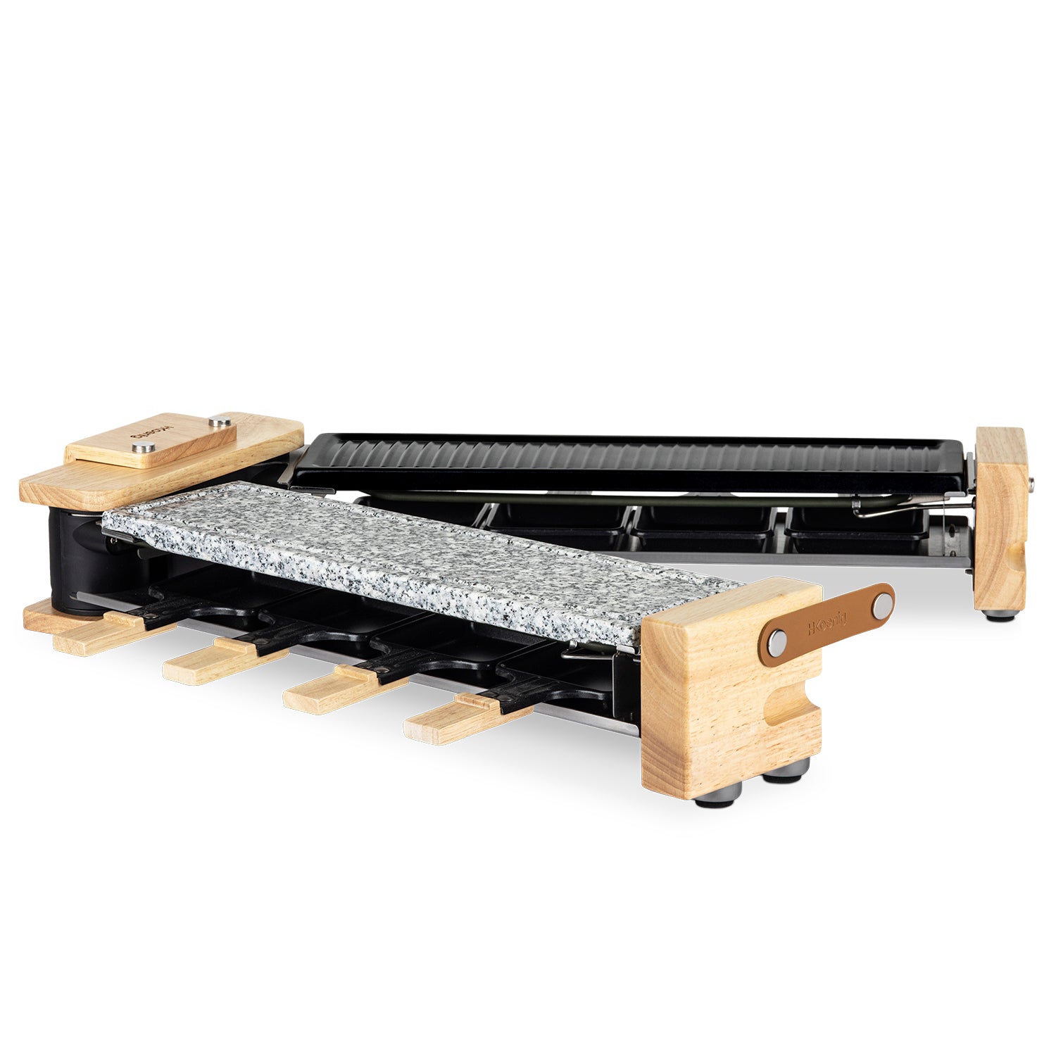 Raclette + Cooking Stone & Grill - 180° Base - 8 People - Wood Design