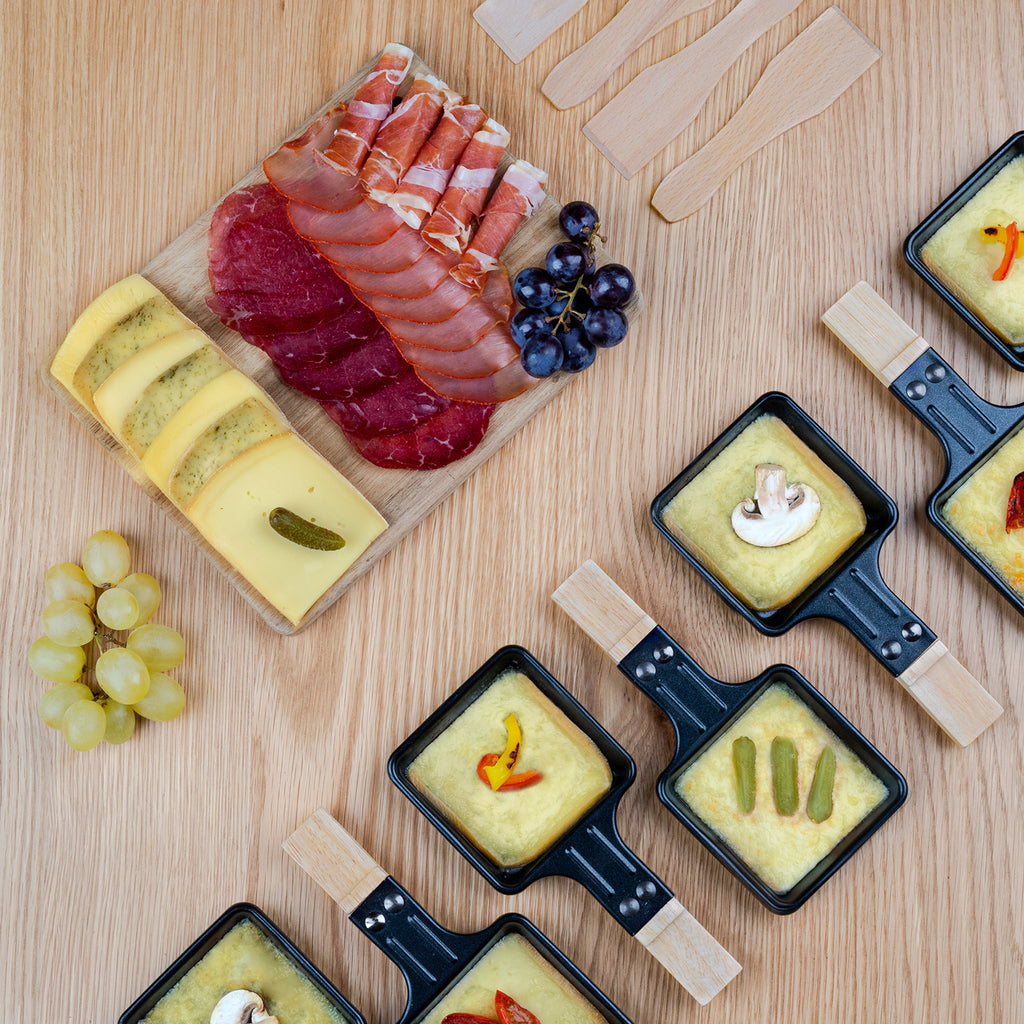 Raclette + Cooking Stone & Grill - 180° Base - 8 People - Wood Design