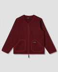 Wool Fleece Cardigan - Dark Red Heather