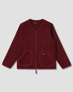 Wool Fleece Cardigan - Dark Red Heather