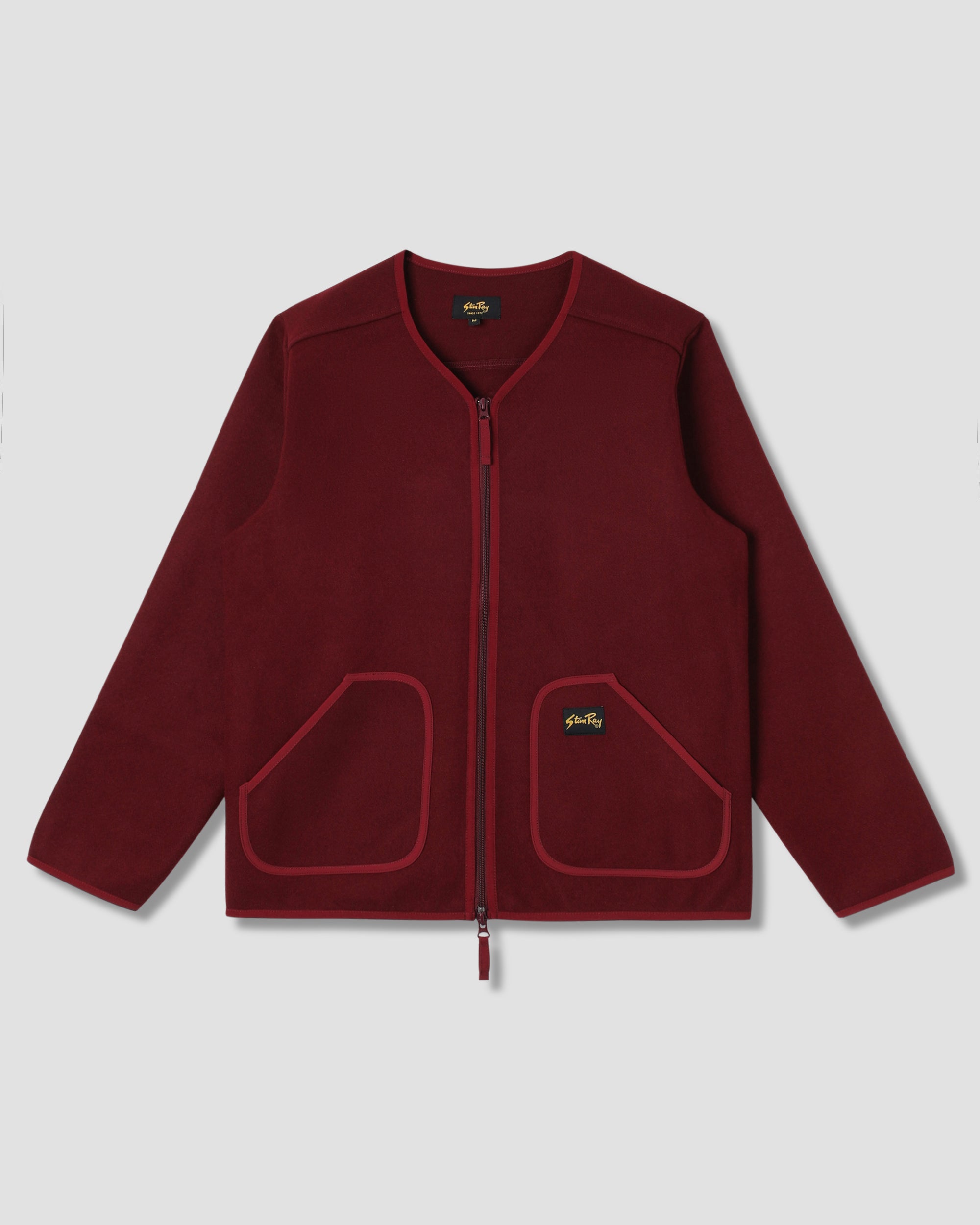 Wool Fleece Cardigan - Dark Red Heather