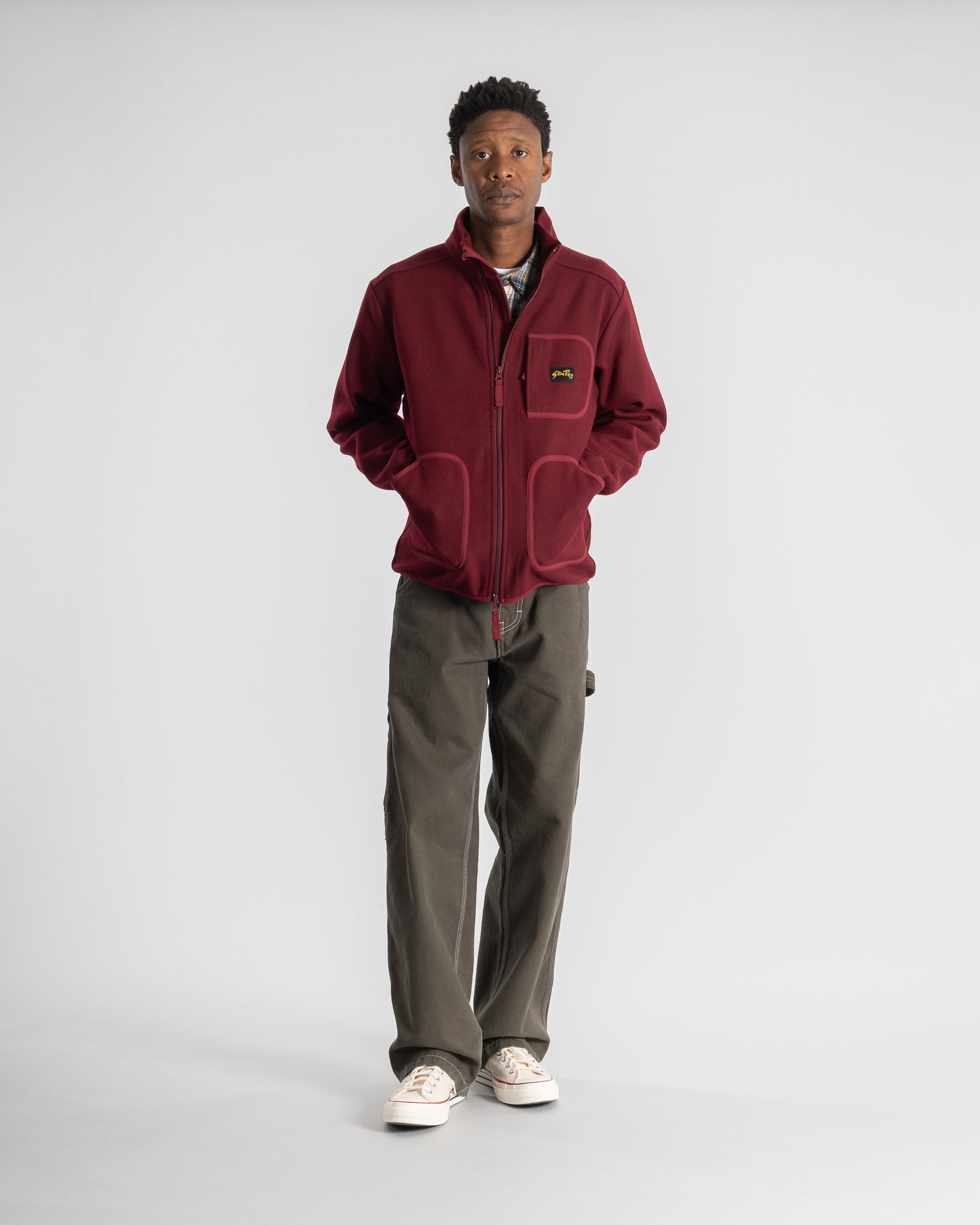 Wool Fleece Jacket - Dark Red Heather