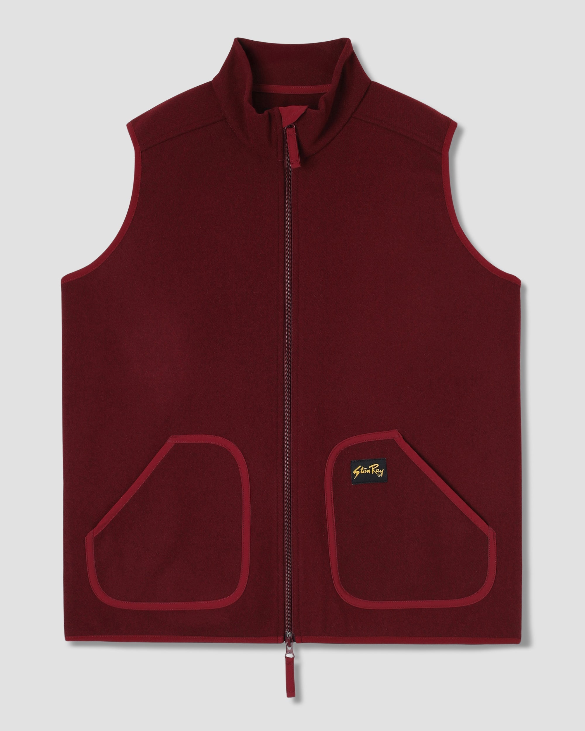 Wool Fleece Vest - Dark Red Heather