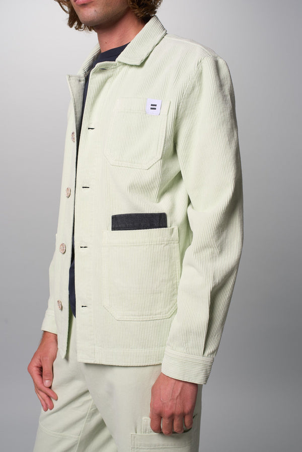 Veste Worker Velours Vert Délavé