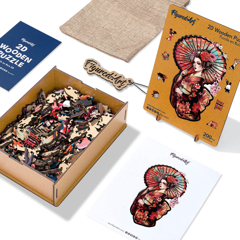 Puzzle En Bois Adulte - Geisha Et Ombrelle