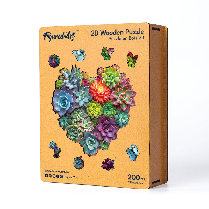 Puzzle En Bois Adulte - Cœur De Succulentes