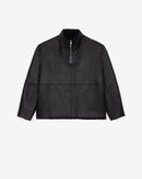 Veste Col Montant En Cuir Anja - Black/Black - Femme