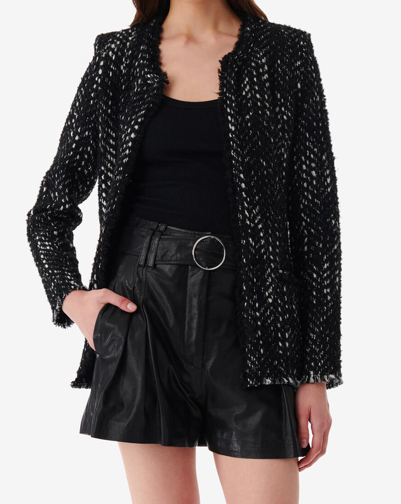 Veste En Tweed Chevrons Leonard - Black/White