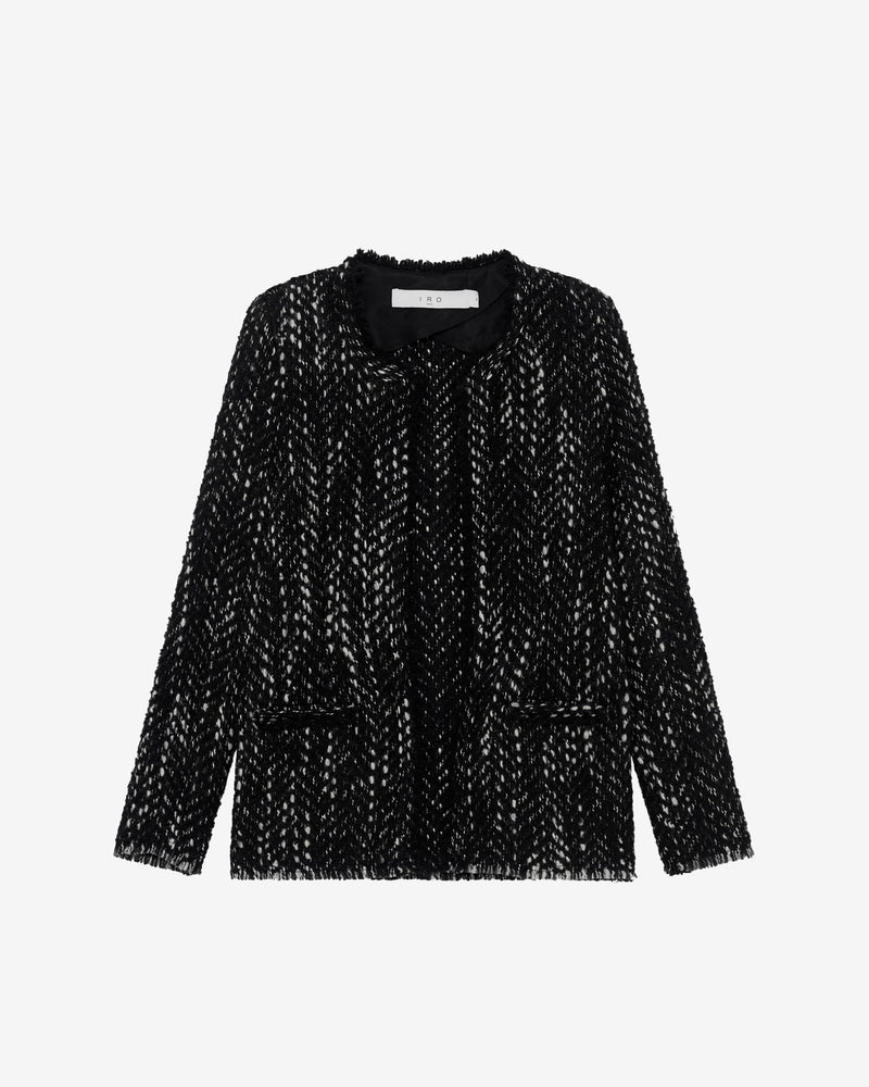 Veste En Tweed Chevrons Leonard - Black/White