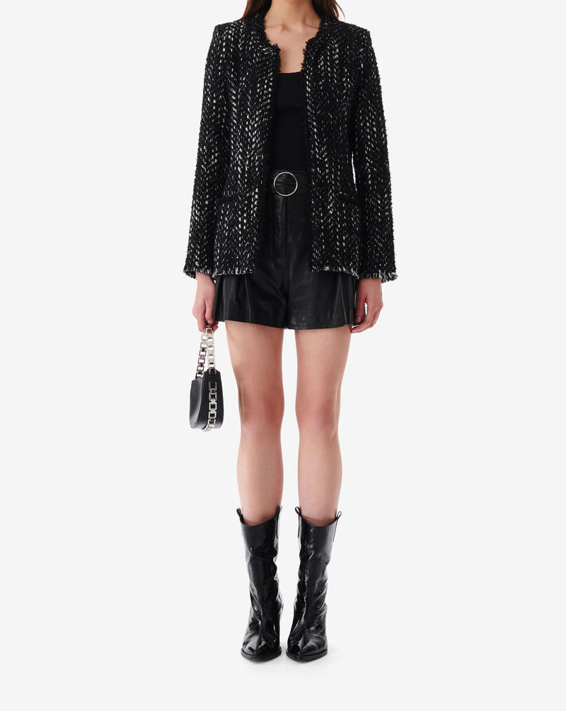 Veste En Tweed Chevrons Leonard - Black/White