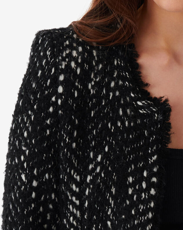 Veste En Tweed Chevrons Leonard - Black/White