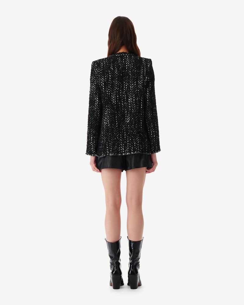 Veste En Tweed Chevrons Leonard - Black/White