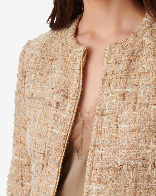 Veste En Tweed Doré Togo - Mixed Beige