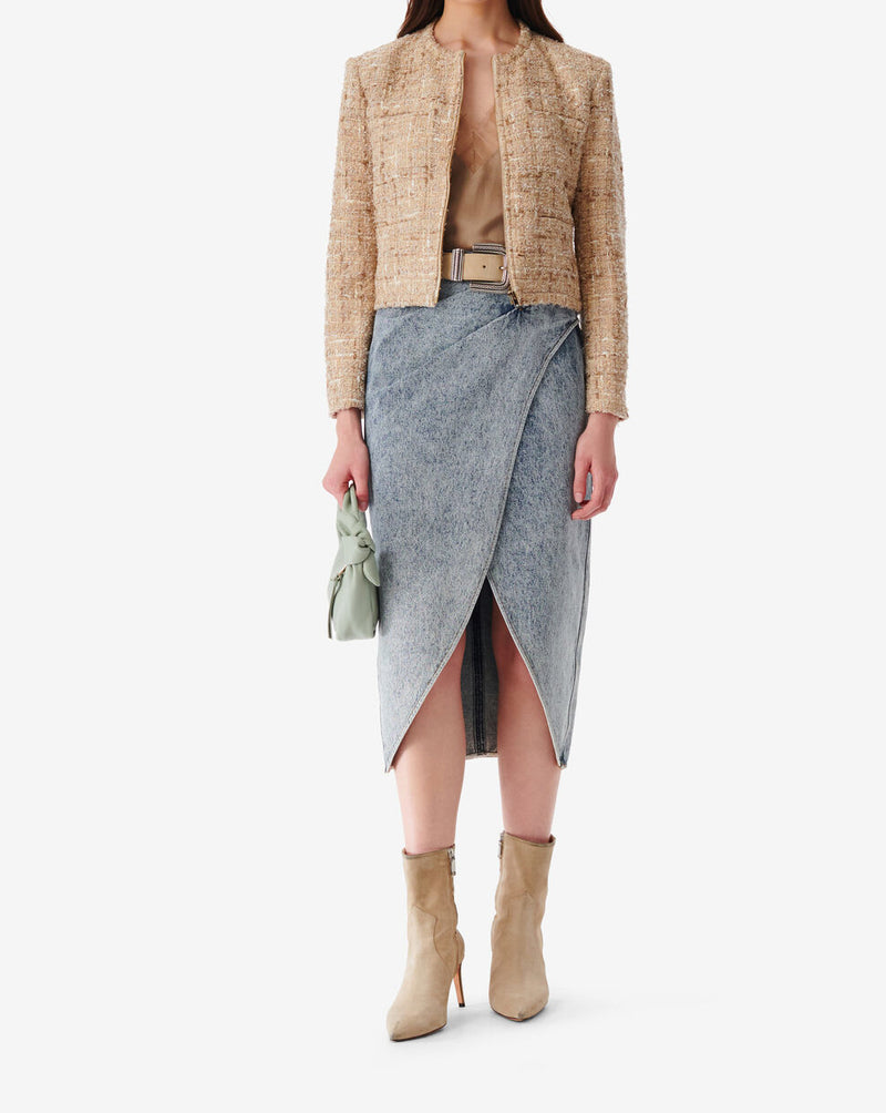 Veste En Tweed Doré Togo - Mixed Beige