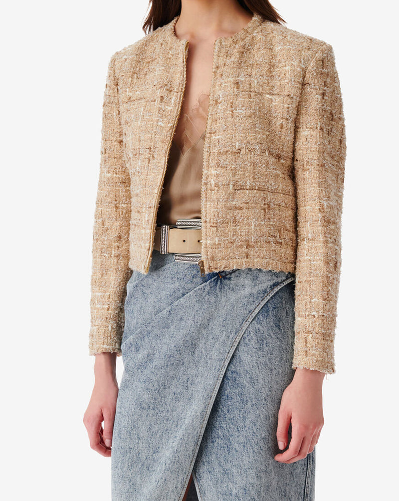 Veste En Tweed Doré Togo - Mixed Beige