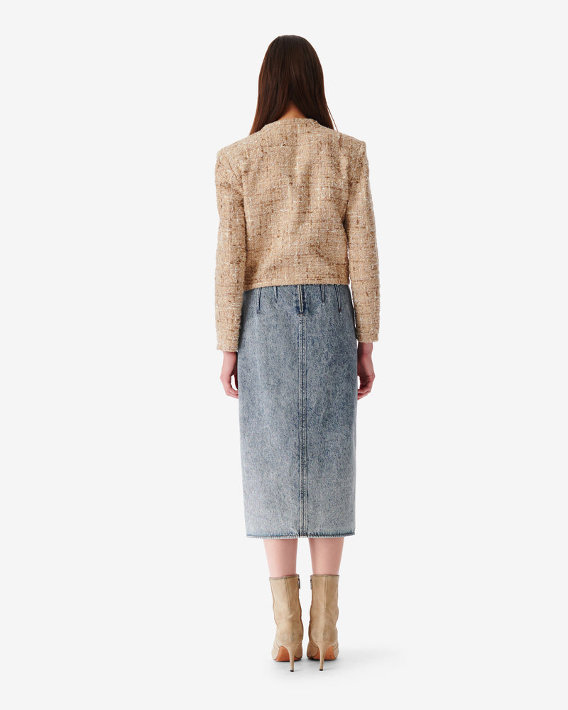 Veste En Tweed Doré Togo - Mixed Beige