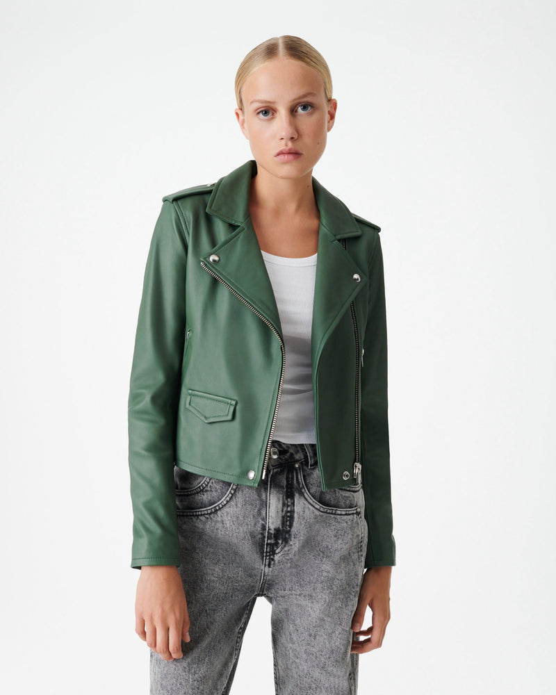 Veste En Cuir Ashville - Vintage Green - Femme