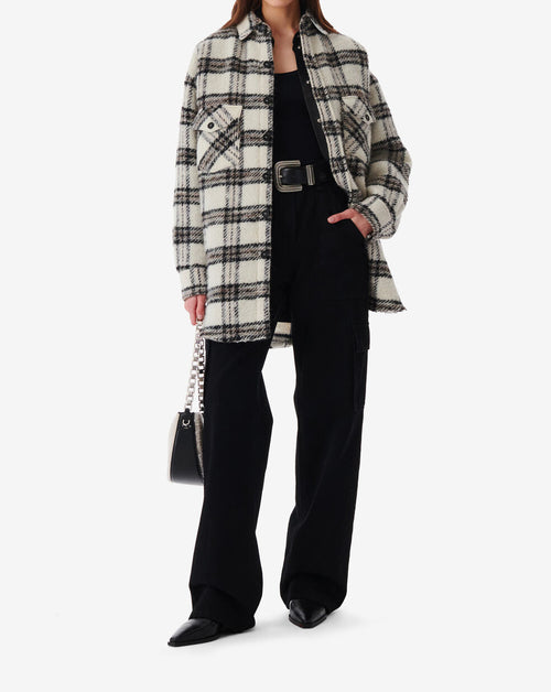 Surchemise À Carreaux Bielo - Ecru/Black/Grey