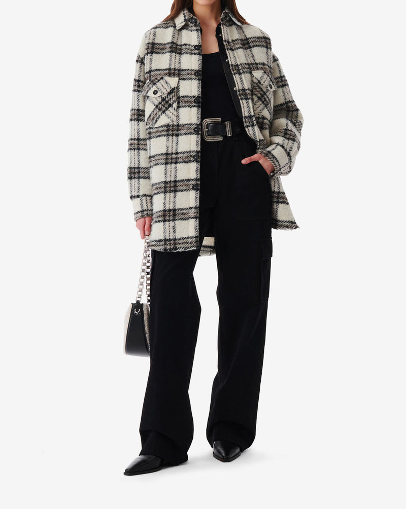 Surchemise À Carreaux Bielo - Ecru/Black/Grey