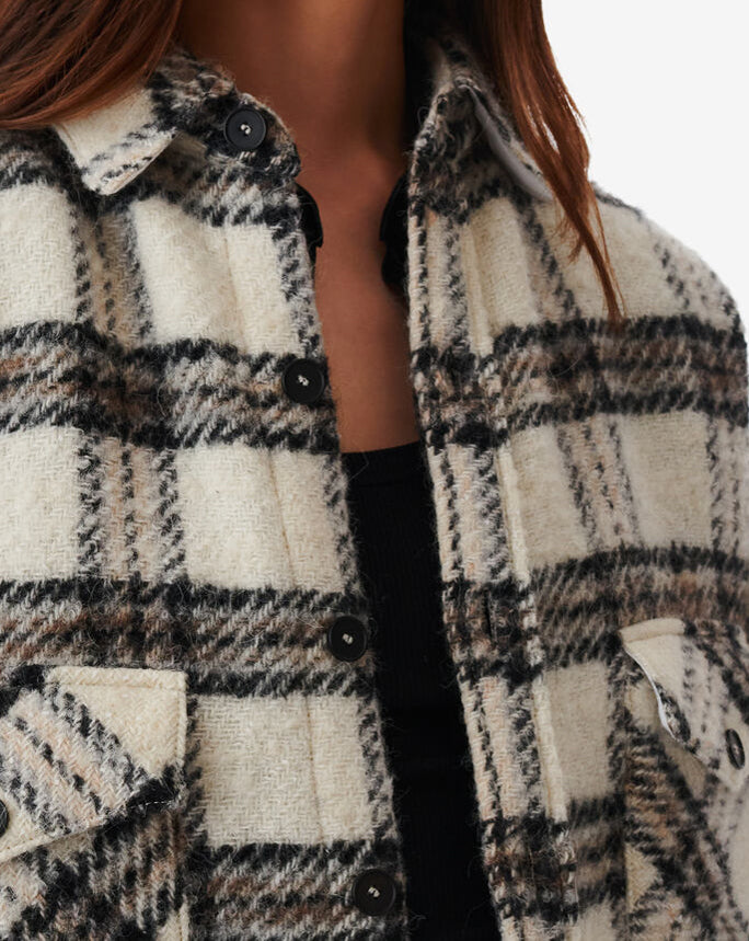 Surchemise À Carreaux Bielo - Ecru/Black/Grey