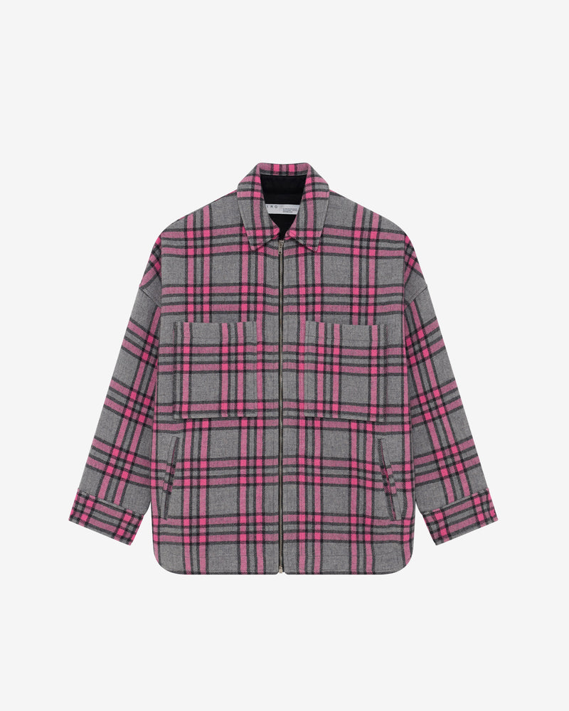 Wesina Checked Overshirt - Grey/Pink