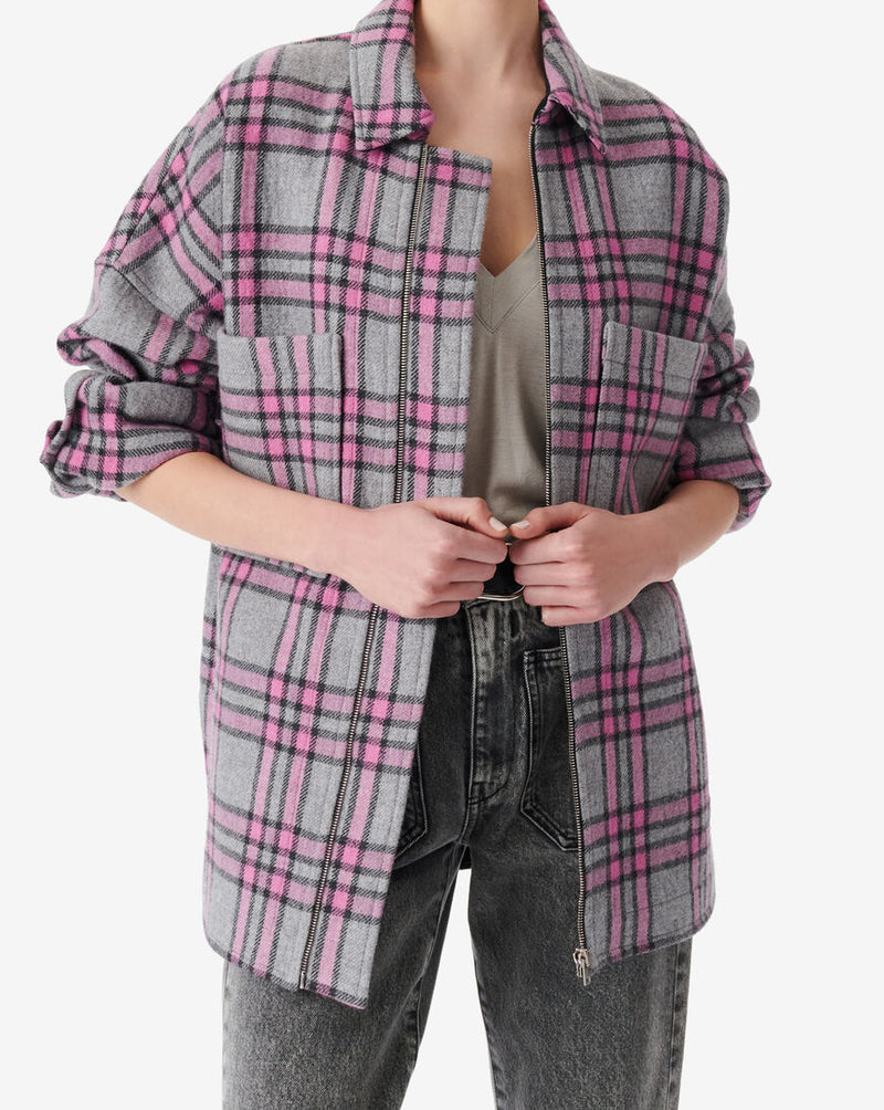 Wesina Checked Overshirt - Grey/Pink