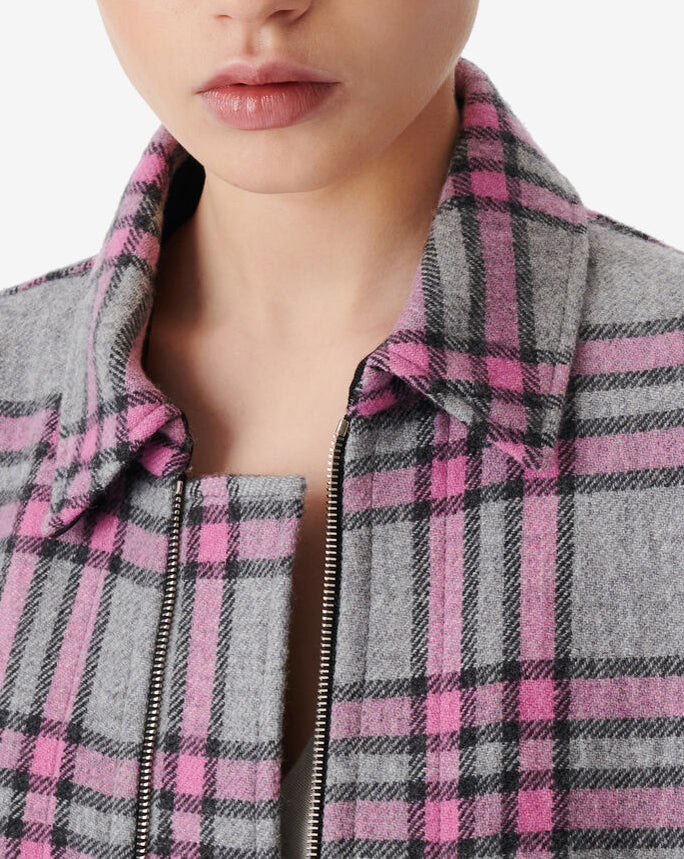 Wesina Checked Overshirt - Grey/Pink
