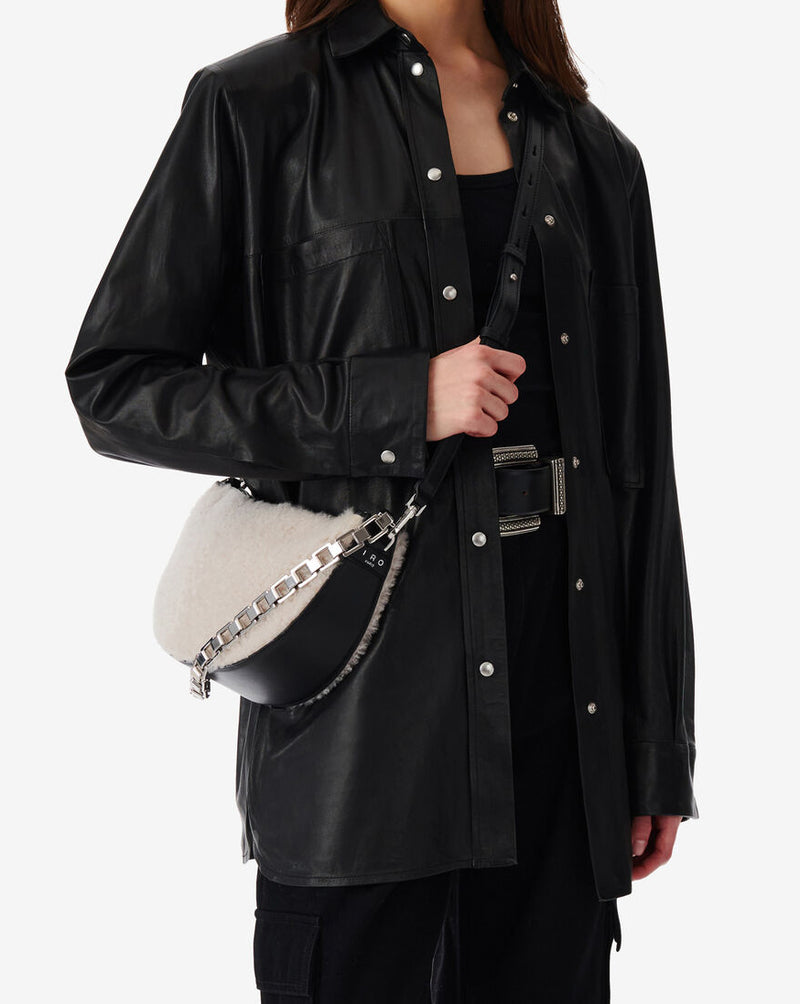 Sac En Cuir Et Shearling Arc Xl Fur - Beige/Black