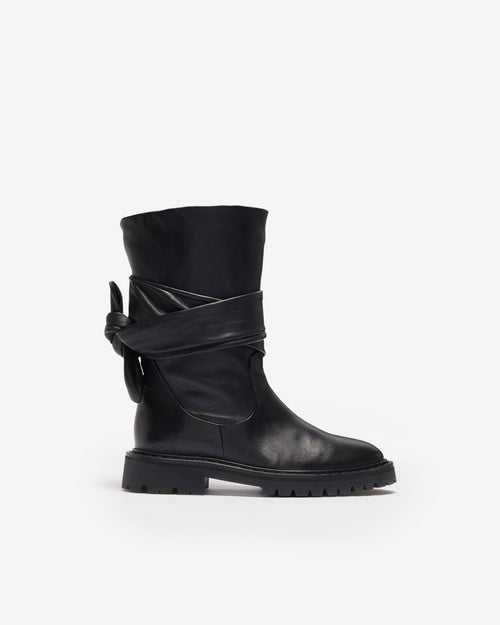 Boots En Cuir À Nœud Letizi - Black - Femme