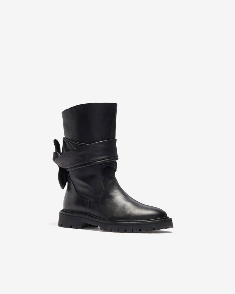 Boots En Cuir À Nœud Letizi - Black - Femme