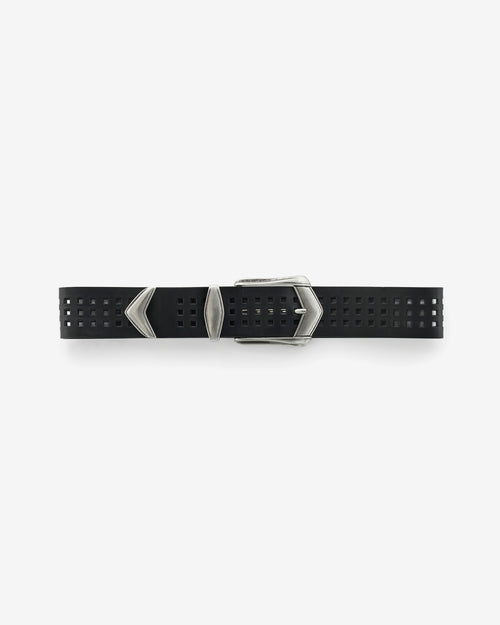 Ceinture En Cuir Perforé Octa Cuts - Black