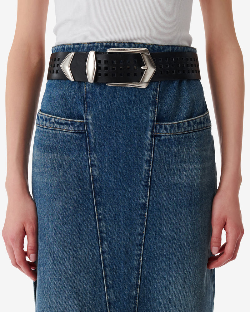 Ceinture En Cuir Perforé Octa Cuts - Black