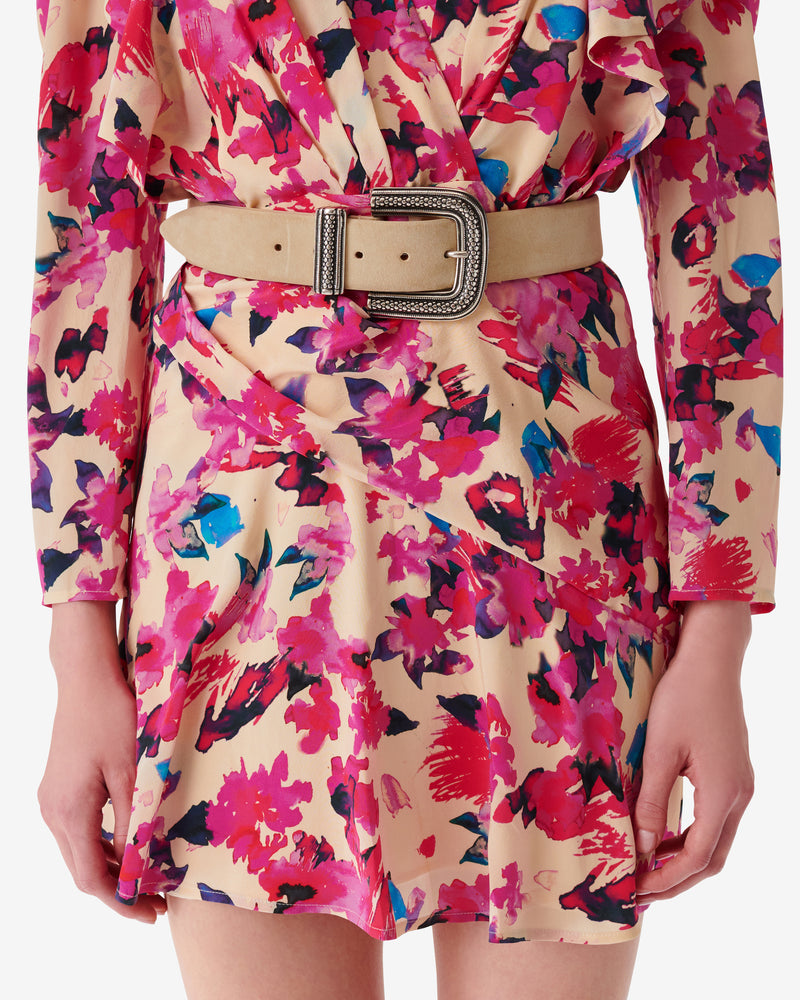 Ceinture En Cuir Ovia Suede - Beige