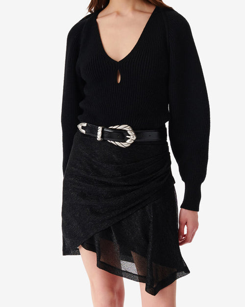 Pull Col V En Laine Adsila - Black