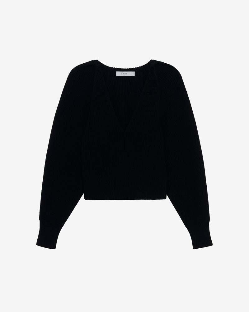 Pull Col V En Laine Adsila - Black