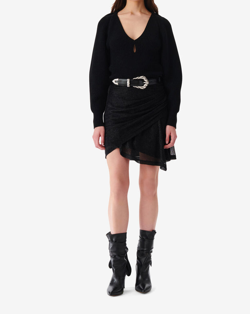 Pull Col V En Laine Adsila - Black