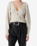 Pull Col V En Laine Adsila - Ecru/White