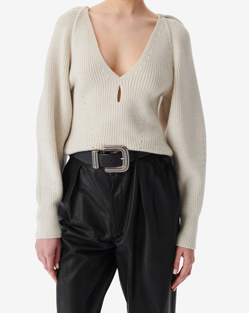 Pull Col V En Laine Adsila - Ecru/White