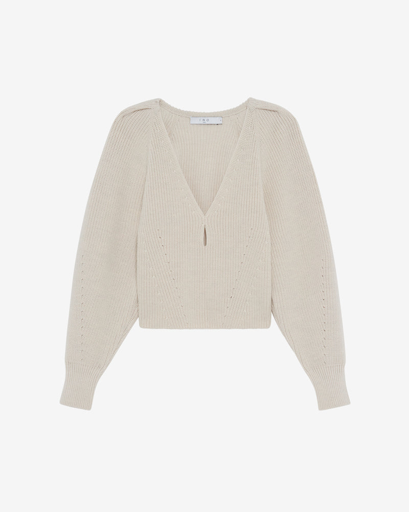 Pull Col V En Laine Adsila - Ecru/White