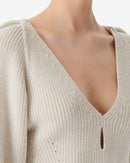Pull Col V En Laine Adsila - Ecru/White