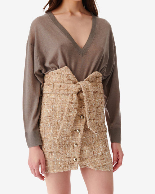 Pull Oversize Col V Haru - Stone Grey