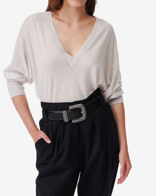 Pull Oversize Col V Haru - Cloudy White