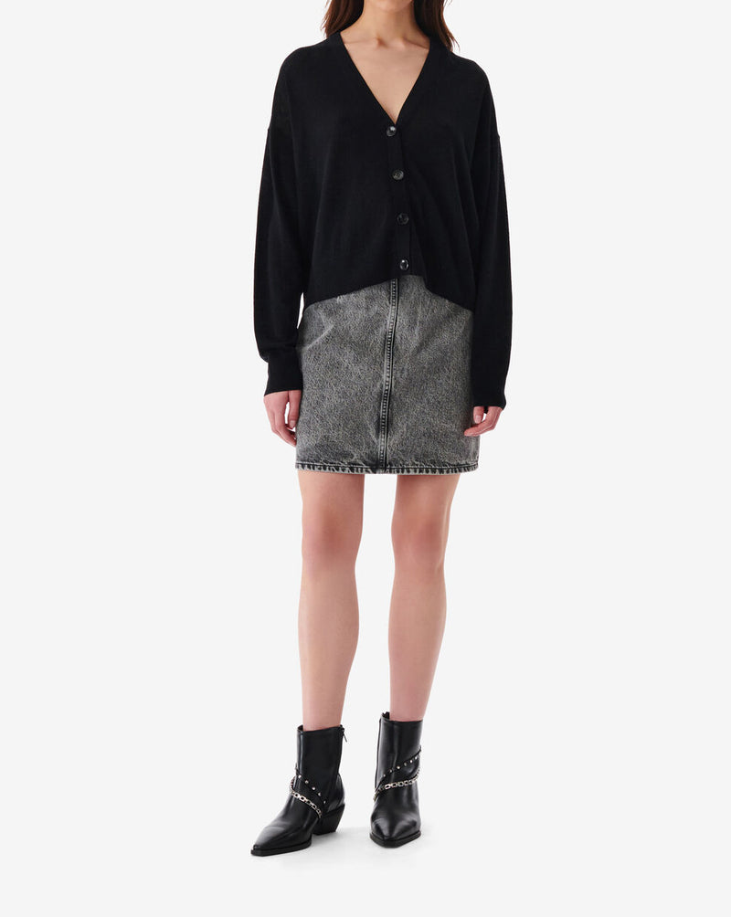 Gilet Oversize Col V Hawio - Black