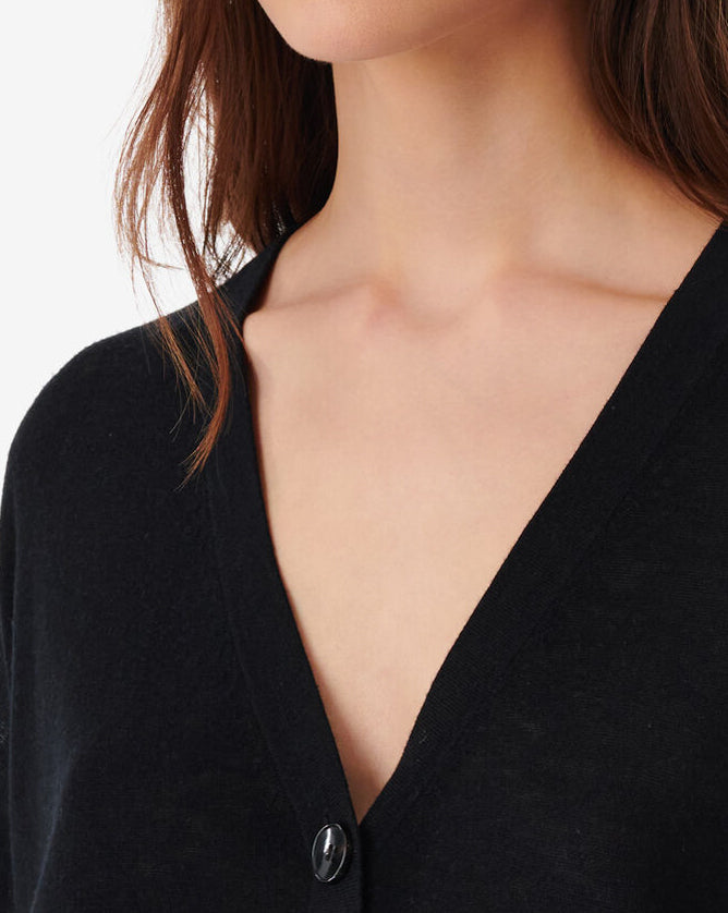 Gilet Oversize Col V Hawio - Black