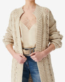 Gilet Long À Maille Ajourée Mimite - Light Grey