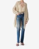 Gilet Long À Maille Ajourée Mimite - Light Grey