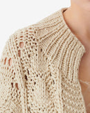 Gilet Long À Maille Ajourée Mimite - Light Grey