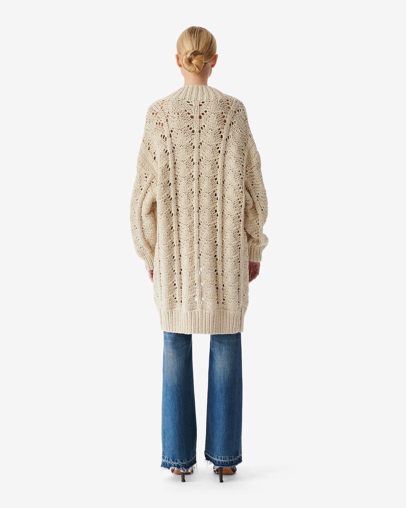 Gilet Long À Maille Ajourée Mimite - Light Grey